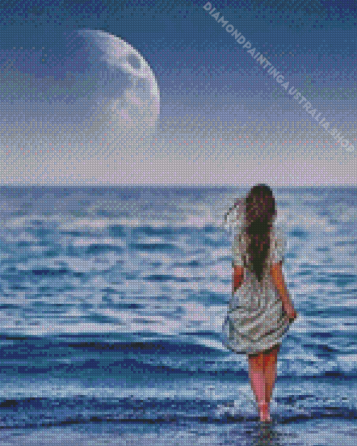 Girl By Beach Diamond Painting