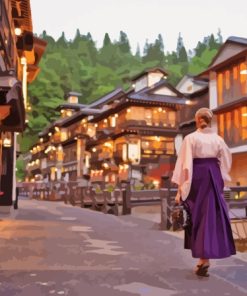 Girl in Ginzan Onsen Diamond Painting