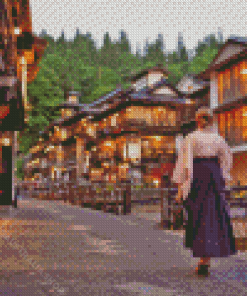 Girl in Ginzan Onsen Diamond Painting