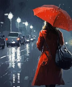 Girl with Red Umbrella Diamond Painting