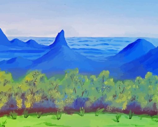 Glass House Mountains Australia Art Diamond Painting