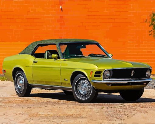 Green 1970 Ford Mustang Diamond Painting