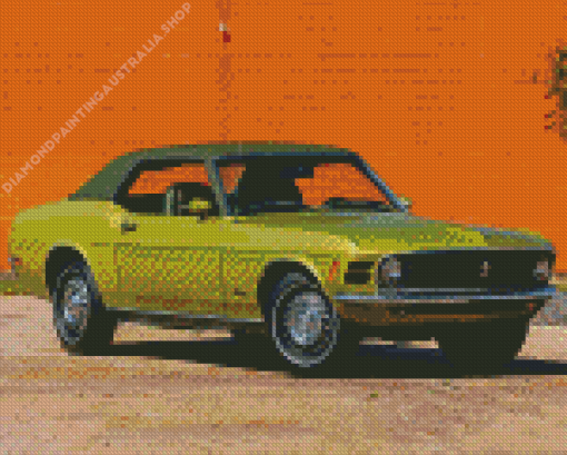 Green 1970 Ford Mustang Diamond Painting