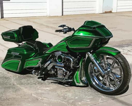 Green Motorcycle Road Glide Diamond Painting