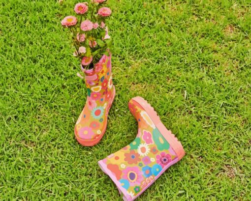 Gumboots And Flowers Diamond Painting