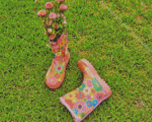 Gumboots And Flowers Diamond Painting