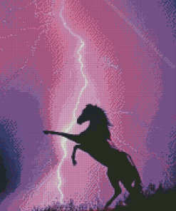 Horse With Lightning Silhouette Diamond Painting