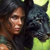 Hunter Woman And Jaguar Diamond Painting