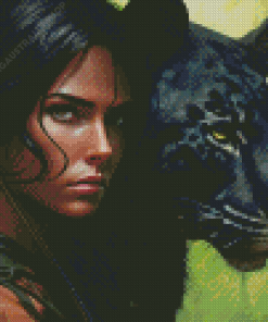 Hunter Woman And Jaguar Diamond Painting