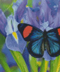 Irises And Butterflies Diamond Painting