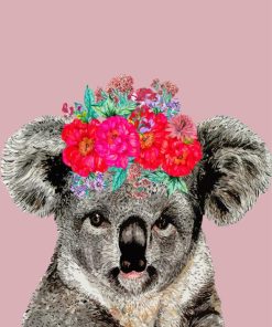 Koala Bear With Flowers Crown Diamond Painting