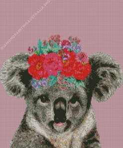 Koala Bear With Flowers Crown Diamond Painting