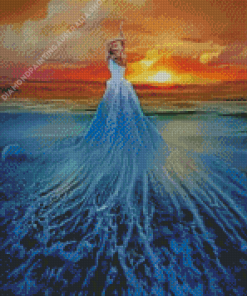 Lady With Blue Dress Diamond Painting