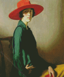 Lady With Red Hat Diamond Painting