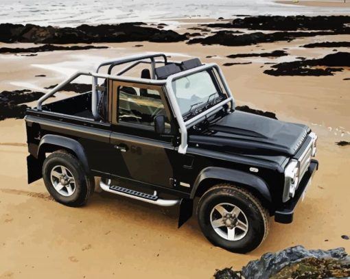 Land Rover Truck On The Beach Diamond Painting
