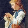 Little Girl Knitting Diamond Painting