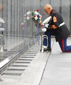 Man Infront of Vietnam Wall Diamond Painting