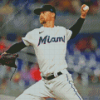 Miami Marlins Baseball Player Diamond Painting