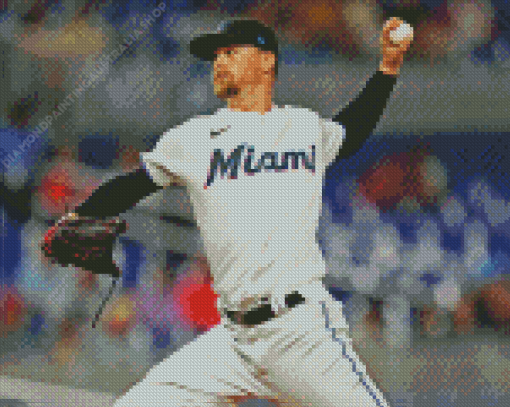 Miami Marlins Baseball Player Diamond Painting