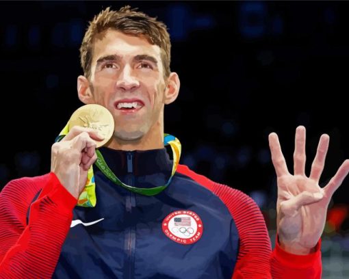 Michael Phelps With Medal Olympics Diamond Painting