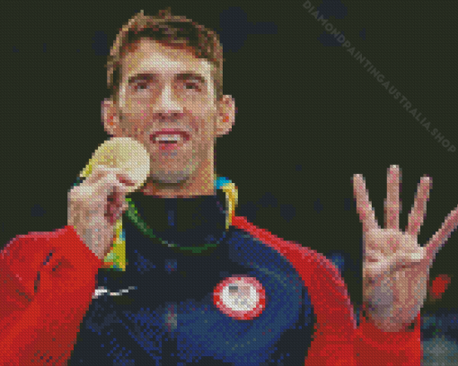 Michael Phelps With Medal Olympics Diamond Painting