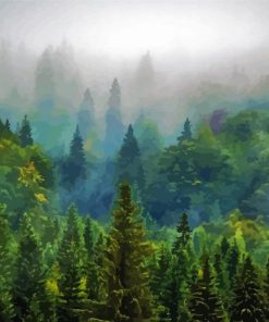 Misty Trees Diamond Painting