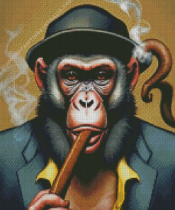 Monkey With Cigar Diamond Painting