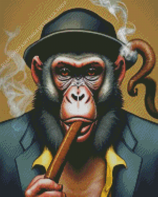 Monkey With Cigar Diamond Painting