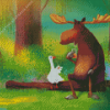 Moose And Goose Drinking Juice Diamond Painting