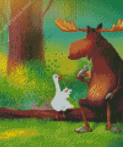 Moose And Goose Drinking Juice Diamond Painting