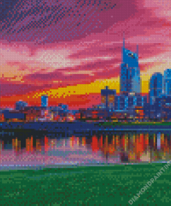 Nashville Skyline With Sunset Diamond Painting