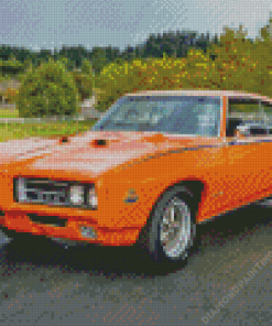 Orange 1969 Pontiac Car Diamond Painting