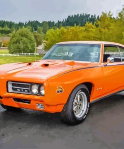 Orange 1969 Pontiac Car Diamond Painting