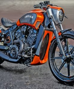 Orange Black Indian Motorcycle Diamond Painting