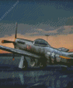 P51 Mustang Under Rain Art Diamond Painting