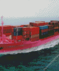 Pink Freighter On Water Diamond Painting