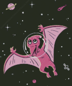 Pink Pterosaur In Space Diamond Painting