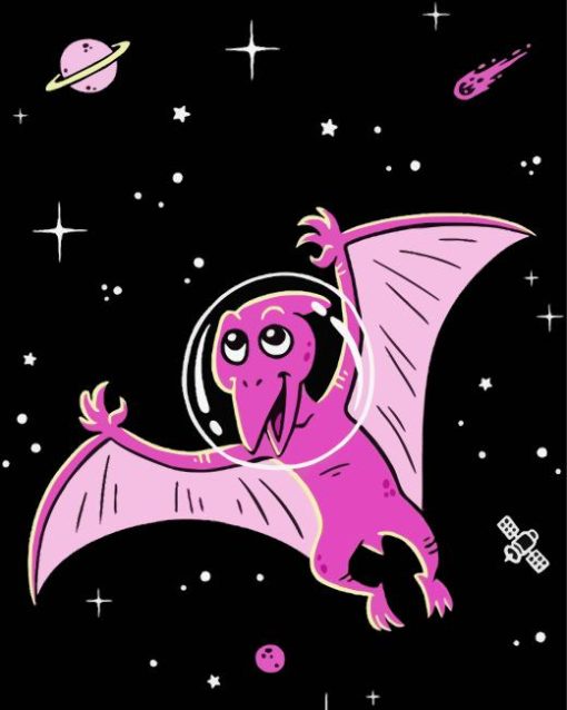 Pink Pterosaur In Space Diamond Painting