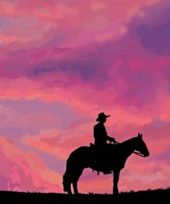 Pink Sunset Cowboy Silhouette Diamond Painting