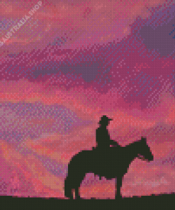 Pink Sunset Cowboy Silhouette Diamond Painting