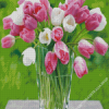 Pink Tulips In Vase Diamond Painting