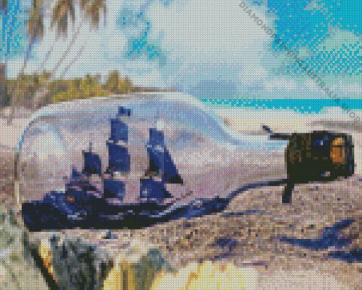 Pirate Ship In Bottle Diamond Painting