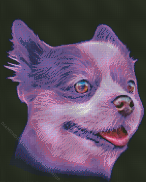 Purple Puppy Head Diamond Painting