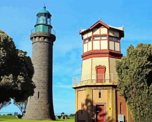 Queenscliff Black Lighthouse Diamond Painting