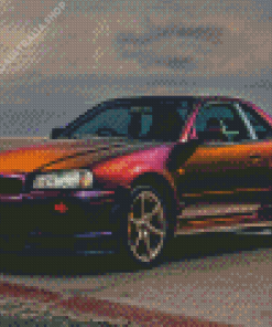 R34 Skyline Gtr Purple Car Diamond Painting