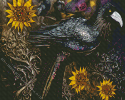 Raven Sunflower Diamond Painting