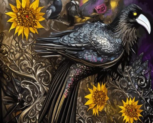 Raven Sunflower Diamond Painting