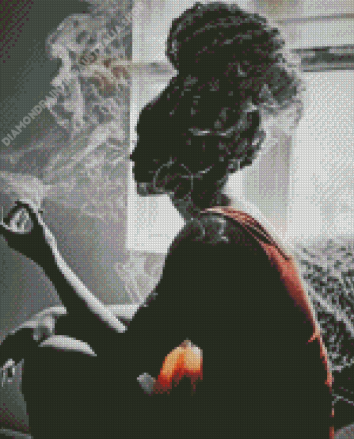 Sad Afro Haired Lady Smoking Diamond Painting