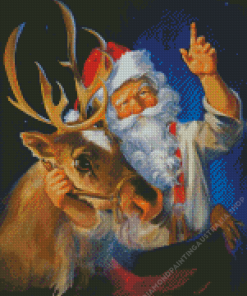 Santa and Reindeer Diamond Painting