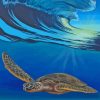 Sea Turtle In A Beach Wave Diamond Painting